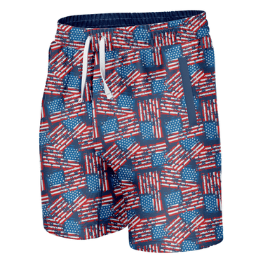 Distressed American Flag Swim Trunks Swim Trunk Greater Half S Standard Length (7